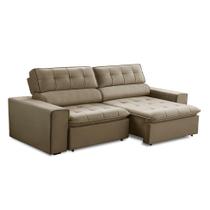 Sofá 3 Lugares Retrátil e Reclinável Atenas Veludo Castor