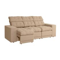 Sofá 3 Lugares Retrátil e Reclinável Baden Linho Bege Sofá 3 Lugares Retrátil e Reclinável Baden Linho Bege