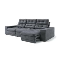 Sofá 3 Lugares Retrátil e Reclinável Baden Suede Grafite