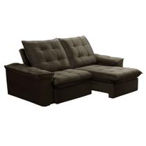 Sofá 3 Lugares Retrátil e Reclinável Batam Veludo Marrom