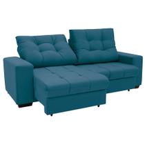 Sofá 3 Lugares Retrátil e Reclinável Biarritz Suede Azul Turquesa Sofá 3 Lugares Retrátil e Reclinável Biarritz Suede Azul Turquesa