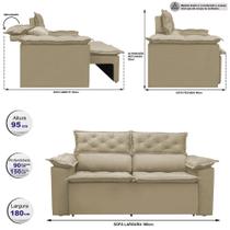 Sofá 3 Lugares Retrátil e Reclinável Cama inBox Compact 1,80m Velusoft Bege Sofá 3 Lugares Retrátil e Reclinável Cama inBox Compact 1,80m Velusoft Bege