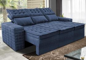 Sofá 3 Lugares Retrátil e Reclinável Cama inBox Senses 2,00m Velusoft Azul