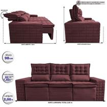 Sofá 3 Lugares Retrátil e Reclinável Cama inBox Senses 2,00m Velusoft Vinho Sofá 3 Lugares Retrátil e Reclinável Cama inBox Senses 2,00m Velusoft Vinho
