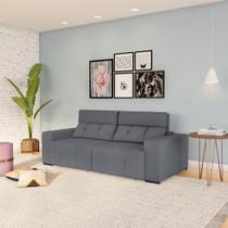 Sofá 3 Lugares Retrátil e Reclinável Castro Suede Cinza Sofá 3 Lugares Retrátil e Reclinável Castro Suede Cinza