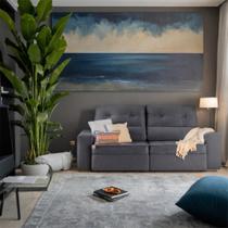 Sofá 3 Lugares Retrátil e Reclinável com Baú Lys Suede Grafite Sofá 3 Lugares Retrátil e Reclinável com Baú Lys Suede Grafite