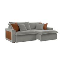 Sofá 3 Lugares Retrátil e Reclinável Dubai Linho Cinza 230 cm