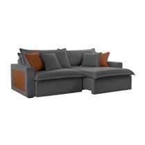 Sofá 3 Lugares Retrátil e Reclinável Dubai Veludo Cinza 190 cm