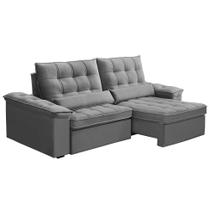 Sofá 3 Lugares Retrátil e Reclinável Firenze Veludo Prata