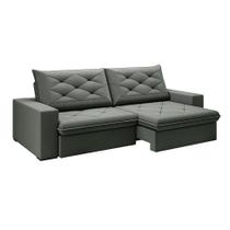 Sofá 3 Lugares Retrátil e Reclinável Flexforma Premier Veludo Cinza 230 cm
