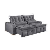 Sofá 3 Lugares Retrátil e Reclinável França Suede Cinza