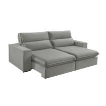 Sofá 3 Lugares Retrátil e Reclinável Free Veludo Cinza Prateado 230 cm Sofá 3 Lugares Retrátil e Reclinável Free Veludo Cinza Prateado 230 cm