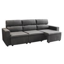 Sofá 3 Lugares Retrátil e Reclinável Hanôver II Suede Grafite 210 cm