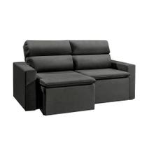 Sofá 3 Lugares Retrátil e Reclinavél Hanôver Suede Grafite 180 cm Sofá 3 Lugares Retrátil e Reclinavél Hanôver Suede Grafite 180 cm