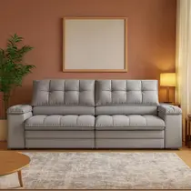 Sofá 3 Lugares Retrátil e Reclinável Helen com USB e Porta-Copos Linho Prata 230 cm Sofá 3 Lugares Retrátil e Reclinável Helen com USB e Porta-Copos Linho Prata 230 cm