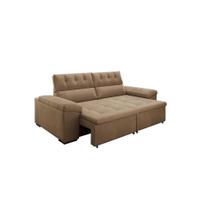 Sofá 3 Lugares Retrátil e Reclinável Herzog Veludo Bege 220 cm