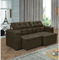 Sofá 3 Lugares Retrátil E Reclinável Hórus 2,15 Mts Marrom Sofá 3 Lugares Retrátil E Reclinável Hórus 2,15 Mts Marrom