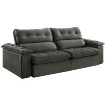 Sofá 3 Lugares Retrátil e Reclinável Jobi com USB Veludo Cinza 234 cm Sofá 3 Lugares Retrátil e Reclinável Jobi com USB Veludo Cinza 234 cm