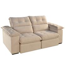 Sofá 3 Lugares Retrátil e Reclinável Jobi Veludo Bege Natural 194 cm Sofá 3 Lugares Retrátil e Reclinável Jobi Veludo Bege Natural 194 cm