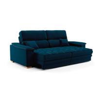 Sofá 3 Lugares Retrátil e Reclinável Lupin Linho Azul Marinho 180 cm