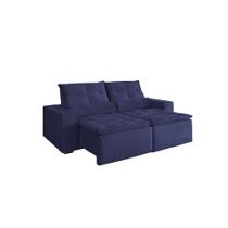 Sofá 3 Lugares Retrátil e Reclinável Macaé Veludo Azul 190 cm