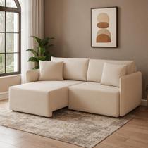 Sofá 3 Lugares Retrátil e Reclinável Malta Linho Cru 180 cm Sofá 3 Lugares Retrátil e Reclinável Malta Linho Cru 180 cm