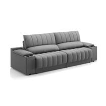 Sofá 3 Lugares Retrátil e Reclinável Murano com Porta-Copos Velosuede Grafite 200 cm Sofá 3 Lugares Retrátil e Reclinável Murano com Porta-Copos Velosuede Grafite 200 cm