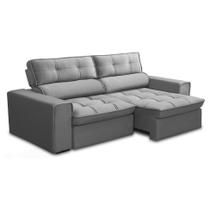 Sofá 3 Lugares Retrátil e Reclinável Nantes Veludo Prata 180 cm