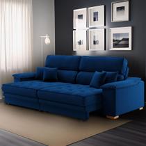 Sofá 3 Lugares Retrátil e Reclinável Nicolas Linho Azul Marinho Sofá 3 Lugares Retrátil e Reclinável Nicolas Linho Azul Marinho