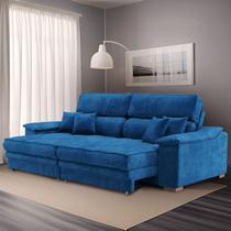 Sofá 3 Lugares Retrátil e Reclinável Nicolas Veludo Azul Marinho Sofá 3 Lugares Retrátil e Reclinável Nicolas Veludo Azul Marinho