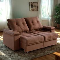 Sofá 3 Lugares Retrátil e Reclinável Nivus Veludo Marrom 180cm