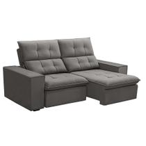 Sofá 3 Lugares Retrátil e Reclinável Palermo Veludo Prata