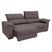 Sofá 3 Lugares Retrátil e Reclinável Piemont Suede Bege 230 cm