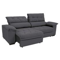 Sofá 3 Lugares Retrátil e Reclinável Piemont Suede Cinza 200 cm Sofá 3 Lugares Retrátil e Reclinável Piemont Suede Cinza 200 cm