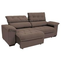 Sofá 3 Lugares Retrátil e Reclinável Piemont Suede Marrom 200 cm