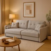 Sofá 3 Lugares Retrátil e Reclinável Prime Linho Cinza 210 cm