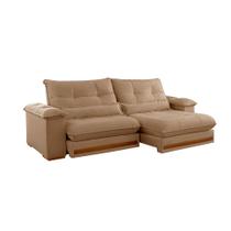 Sofá 3 Lugares Retrátil e Reclinável Qatar Linho Bege 240 cm Sofá 3 Lugares Retrátil e Reclinável Qatar Linho Bege 240 cm