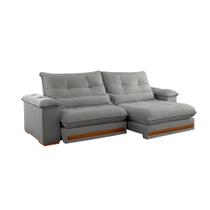 Sofá 3 Lugares Retrátil e Reclinável Qatar Linho Cinza 220 cm Sofá 3 Lugares Retrátil e Reclinável Qatar Linho Cinza 220 cm