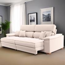 Sofá 3 Lugares Retrátil e Reclinável Raul Linho Cru Sofá 3 Lugares Retrátil e Reclinável Raul Linho Cru