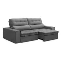 Sofá 3 Lugares Retrátil e Reclinável Ravena Veludo Prata