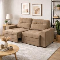 Sofá 3 Lugares Retrátil e Reclinável Rincão Elantra Veludo - Cinza Sofá 3 Lugares Retrátil e Reclinável Rincão Elantra Veludo - Cinza