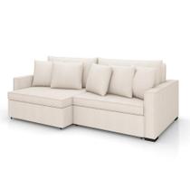 Sofá 3 Lugares Retrátil e Reclinável Rivera Linho Bouclé Cru 225 cm Sofá 3 Lugares Retrátil e Reclinável Rivera Linho Bouclé Cru 225 cm