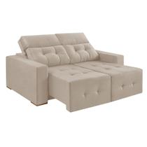 Sofá 3 Lugares Retrátil e Reclinável Roma Suede Bege 180 cm