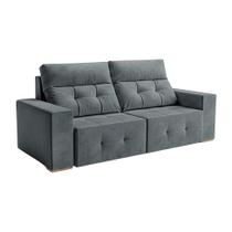 Sofá 3 Lugares Retrátil e Reclinável Roma Suede Cinza 180 cm