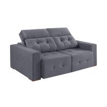 Sofá 3 Lugares Retrátil e Reclinável Roma Suede Cinza