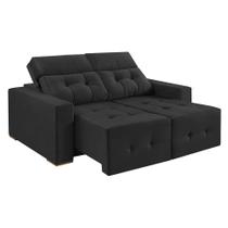 Sofá 3 Lugares Retrátil e Reclinável Roma Suede Grafite 210 cm - Vicam