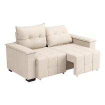 Sofá 3 Lugares Retrátil e Reclinável Slim Suede Bege Sofá 3 Lugares Retrátil e Reclinável Slim Suede Bege