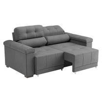 Sofá 3 Lugares Retrátil e Reclinável Smart Suede Cinza Sofá 3 Lugares Retrátil e Reclinável Smart Suede Cinza