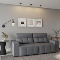 Sofá 3 Lugares Retrátil e Reclinável Trevi Suede Cinza Sofá 3 Lugares Retrátil e Reclinável Trevi Suede Cinza