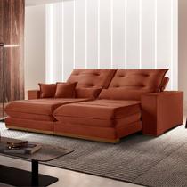Sofá 3 Lugares Retrátil e Reclinável Veludo 250cm X 105cm Suíça Cobre Terracota Sofá 3 Lugares Retrátil e Reclinável Veludo 250cm X 105cm Suíça Cobre Terracota